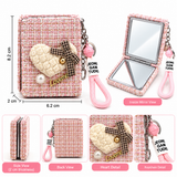 Love Me Heart Compact Mirror Keychain with Wrist Strap