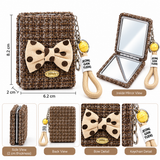 Elegant Bow Compact Mirror Keychain with Wrist Strap