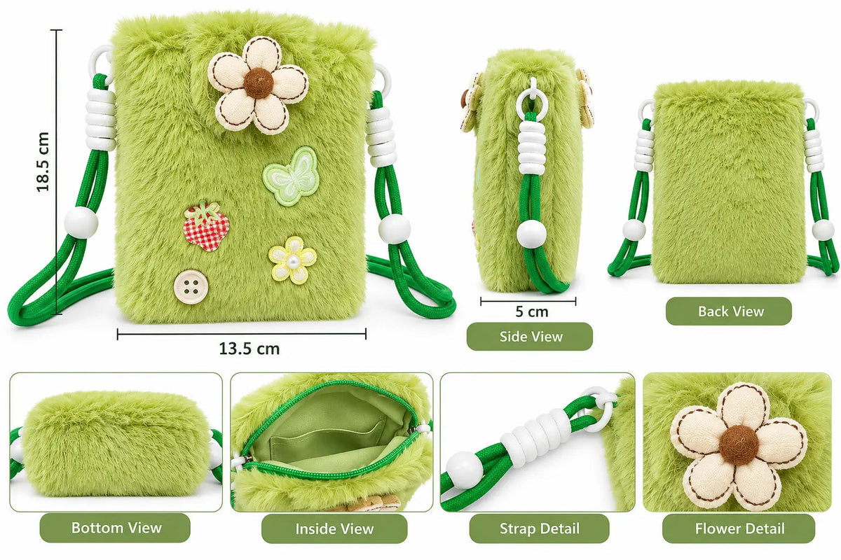 Cute Fluffy Flower Crossbody Phone Bag