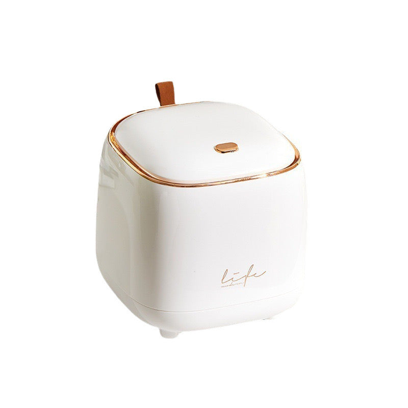 Mini Pressing Desktop Trash Can Light Luxury Double Layer Wastebasket with Bomb Cover Small Coffee Table Trash Bin for Home or Office