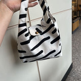 Zebra Stripes Canvas Tote Bag Women’s Large Capacity Shoulder Handbag with Wide Strap