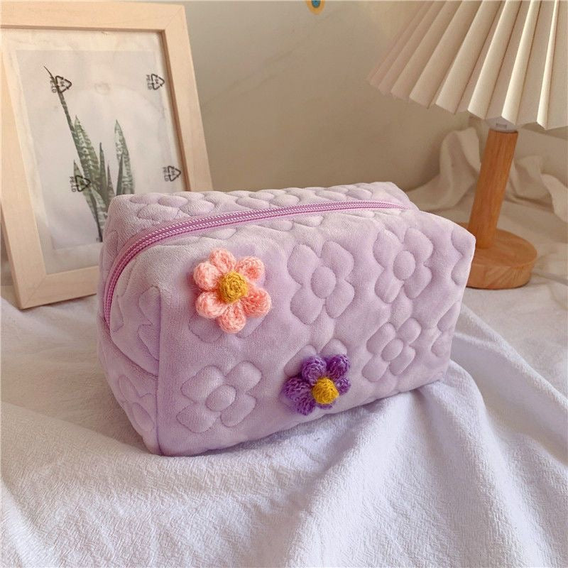 Soft Plush Student Storage Bag Multi Functional Pencil Case & Cosmetic Organizer