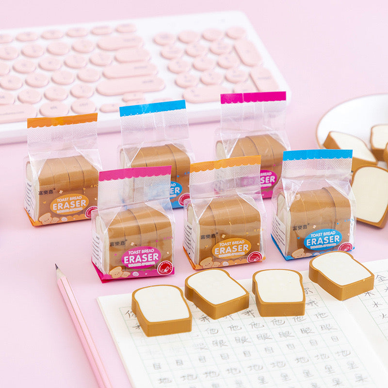 Cartoon 3D Bread-Shaped Erasers Cute School Erasers for KidsCreative Stationery