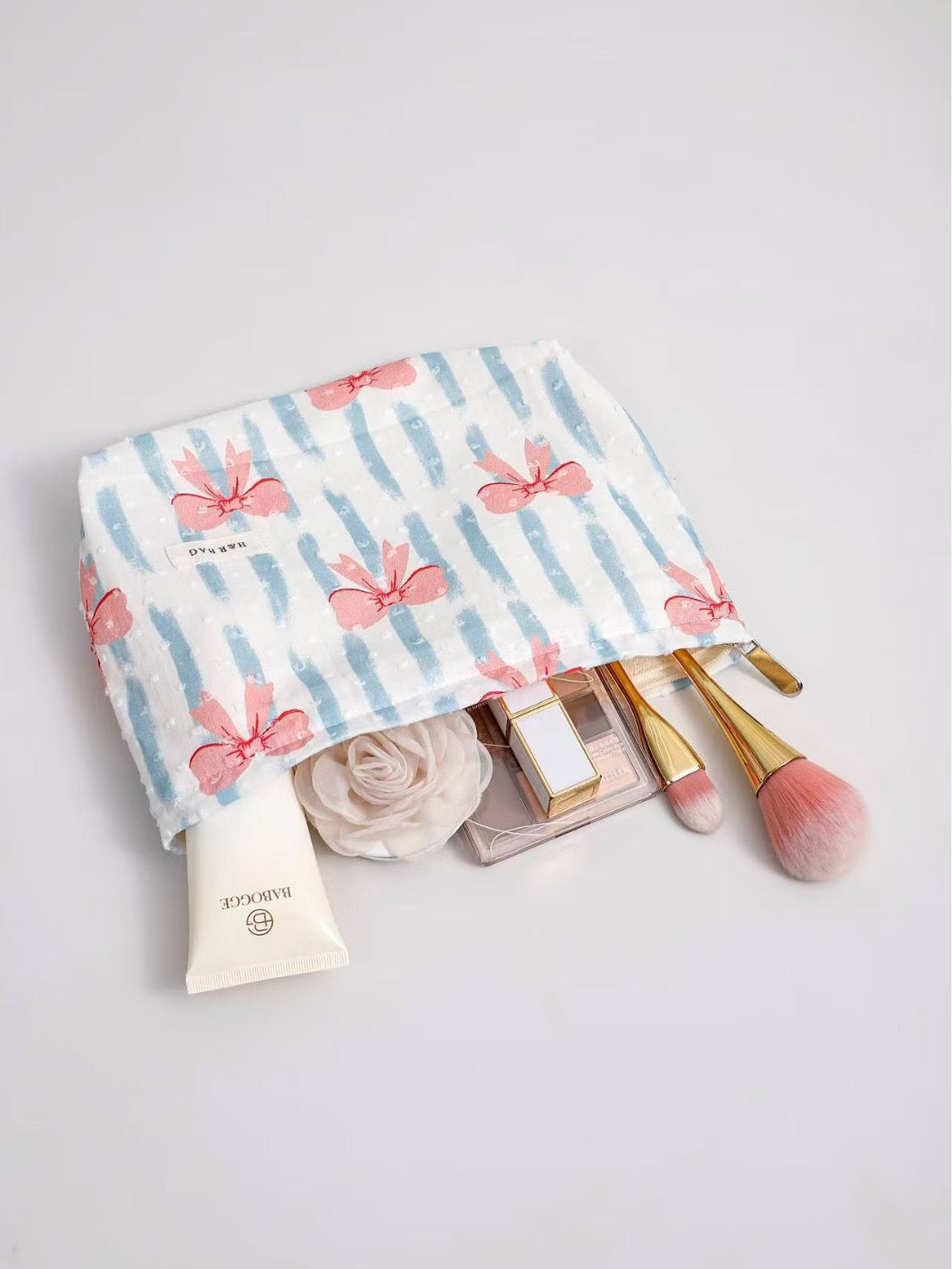 INS Floral Bowknot Cosmetic Bag Travel Clutch & Menstrual Storage Pouch for Women