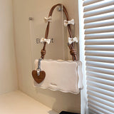 Cute Bow Underarm Bag for Girls Small Square Fashion Shoulder Bag