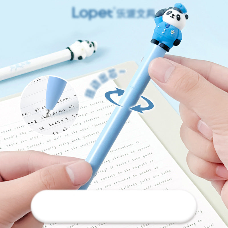 Kawaii Panda Soldier Twist Gel Pen 0.5mm Black Ink Cute Military Panda Pen