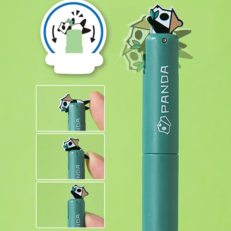 Kawaii Panda Clip Gel Pen 0.5mm Black Ink Pastel Bamboo Pen