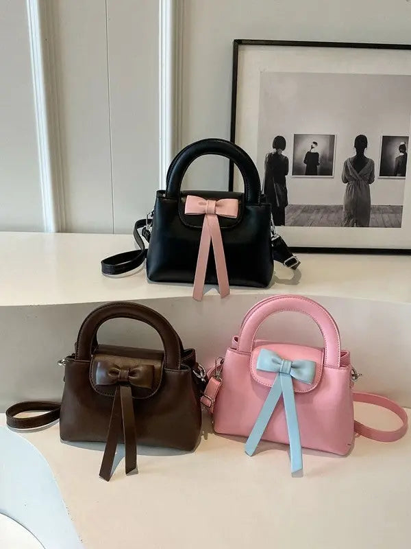 Cute Bow Top Handle Mini Handbag for Women Elegant Crossbody Shoulder Bag SparkelsSparkels