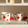 Cherry Handle Ceramic Mug Red Polka Dot Coffee Cup Cute Aesthetic Breakfast Mug for Tea & Latte SparkelsSparkels