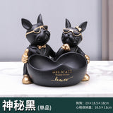 Luxury Bulldog Couple Decorative BowlResin Dog Statue Storage Tray Jewelry Keys & Candy Holder Home Decor SparkelsSparkels