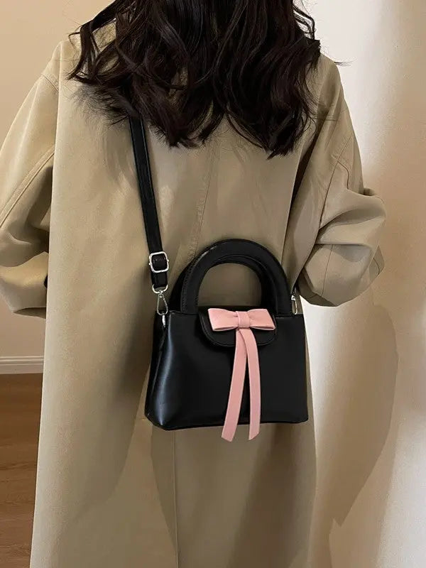 Cute Bow Top Handle Mini Handbag for Women Elegant Crossbody Shoulder Bag SparkelsSparkels