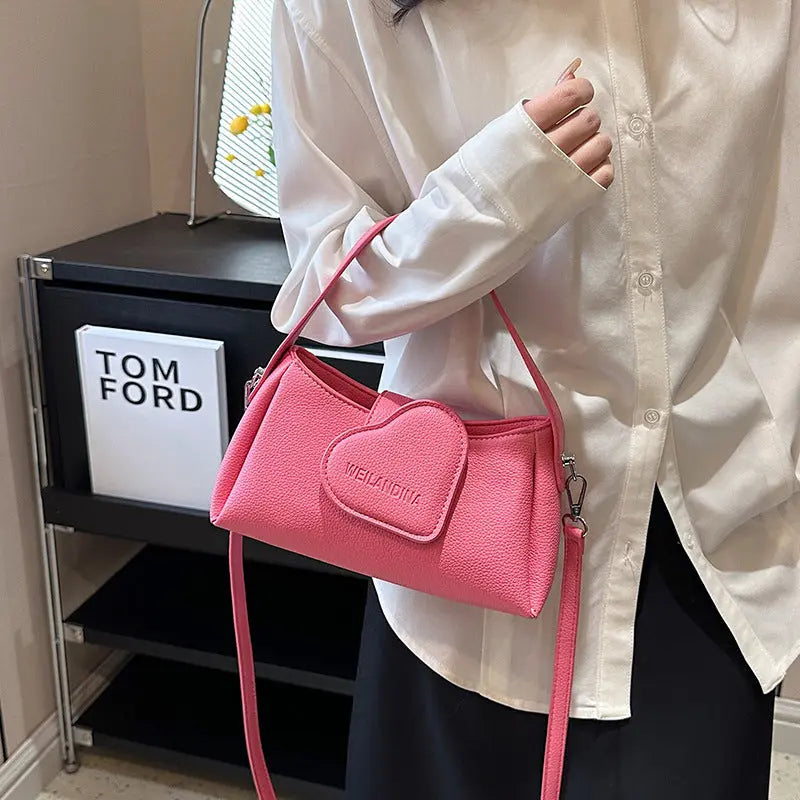 Cute Heart Patch Mini Shoulder Bag for Women Stylish Crossbody Handbag SparkelsSparkels