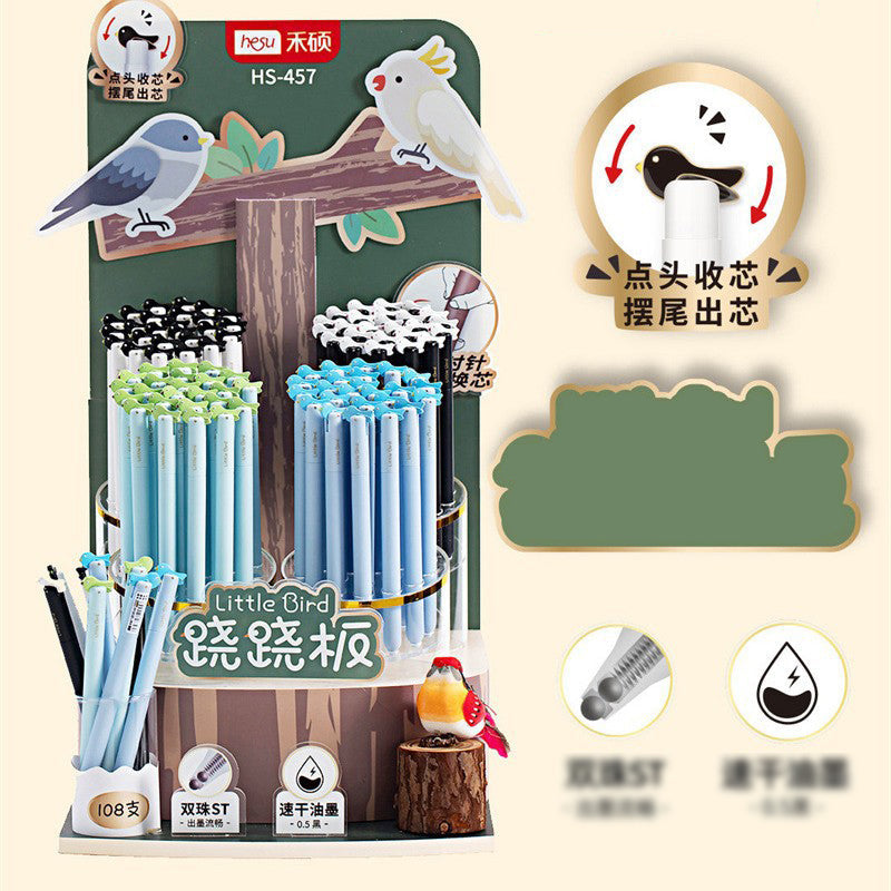 Little Bird Shake Head Gel Pen 0.5mm Black Ink Cute Press Pen