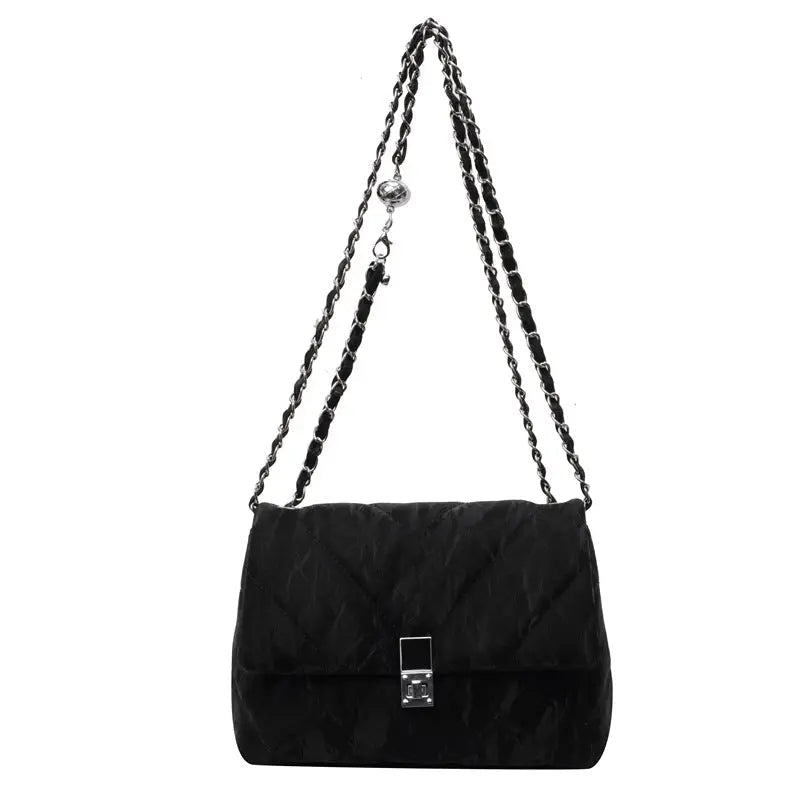 Luxury Quilted Chain Shoulder Bag for Women Elegant Lock Flap Crossbody & Evening Purse SparkelsSparkels