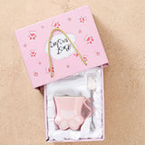Cute Cat Paw Ceramic Mug with Heart Handle & Star Spoon Kawaii Coffee & Milk Cup Gift SparkelsSparkels