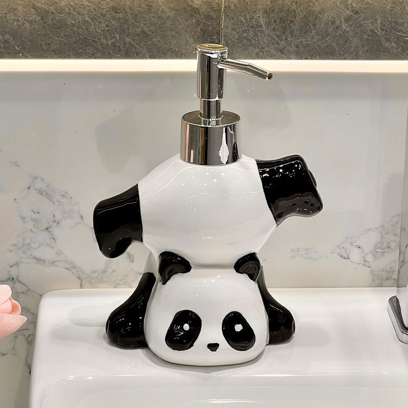 Cute Panda Soap Dispenser Ceramic Liquid Soap & Lotion Pump Bottle for Bathroom & Kitchen SparkelsSparkels