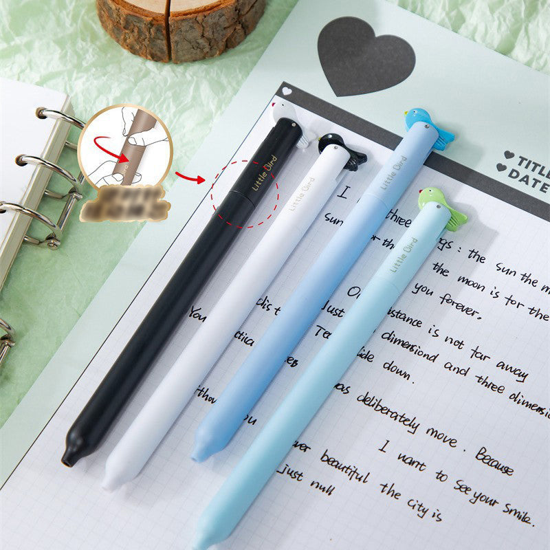 Little Bird Shake Head Gel Pen 0.5mm Black Ink Cute Press Pen