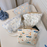 Cute Cartoon Print Mini Coin Purse Square Cotton Zipper Storage Pouch for Earphones & Lipstick