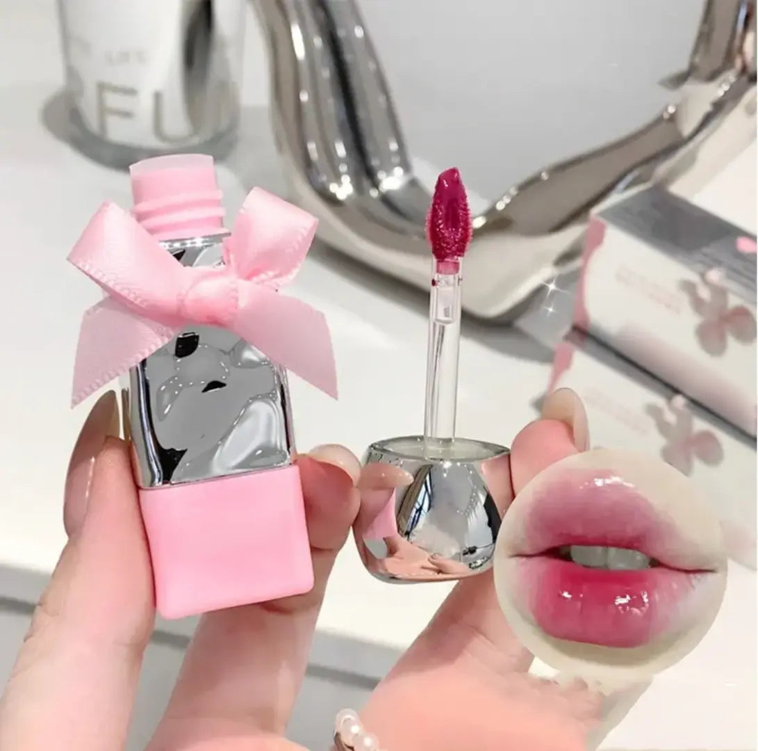 Cute Bow Lip Gloss Set Sweet Hydrating Shine Tint Long Lasting Moisturizing Lip Glaze SparkelsSparkels