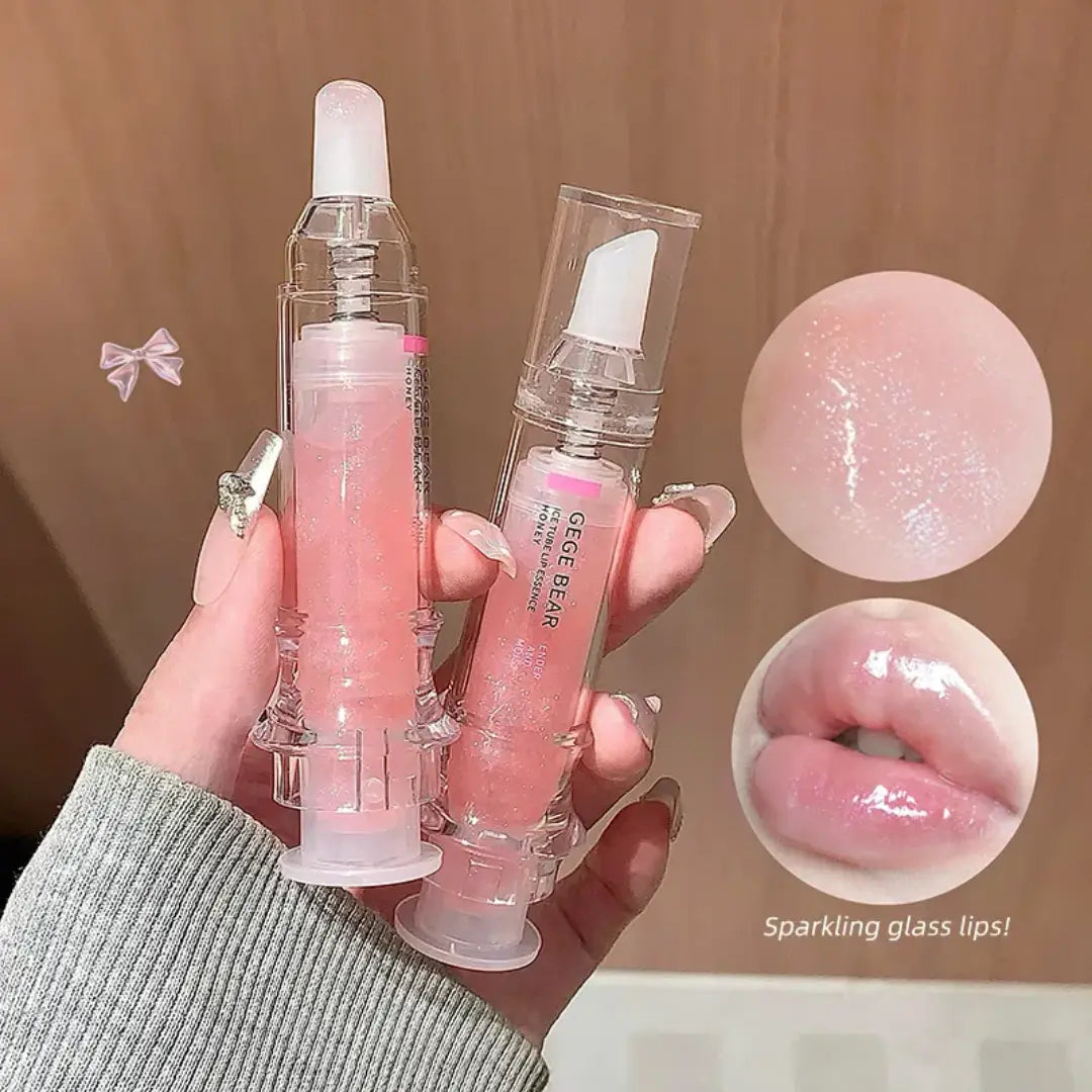 Jelly Plump Lip Oil Gloss Hydrating Tinted Lip Serum with Crystal Applicator SparkelsSparkels