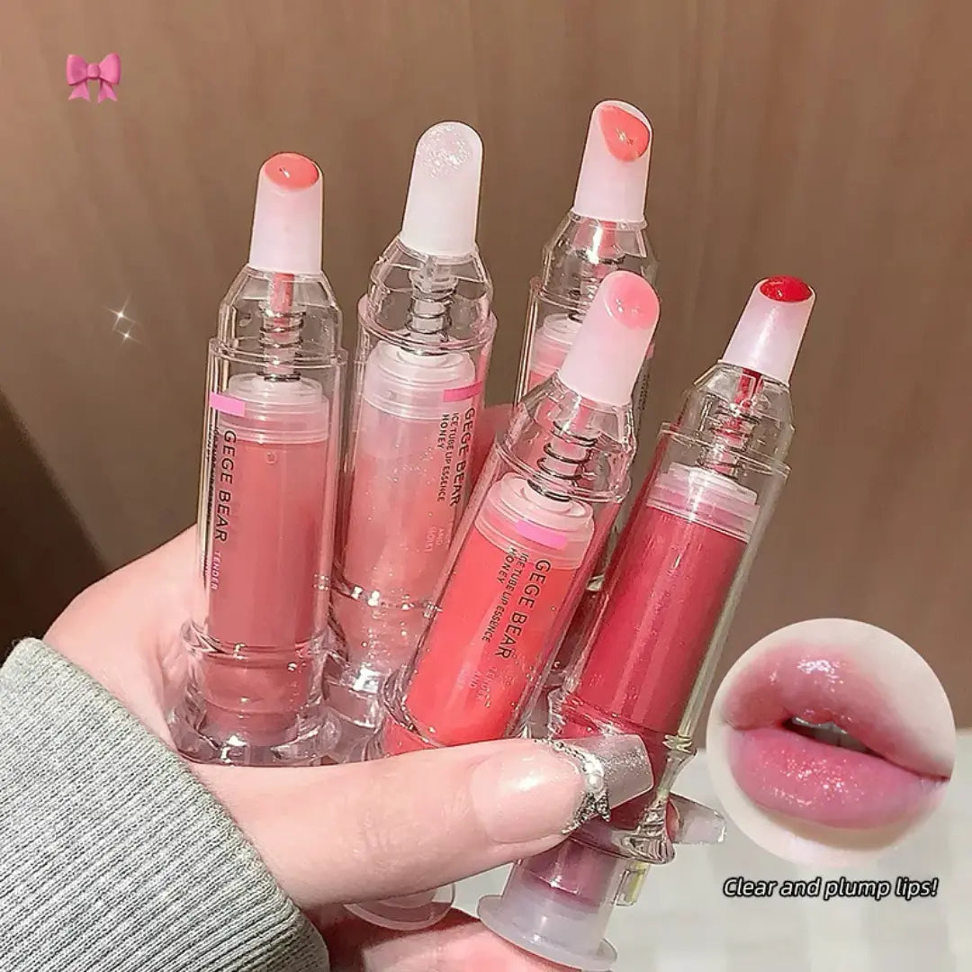 Jelly Plump Lip Oil Gloss Hydrating Tinted Lip Serum with Crystal Applicator SparkelsSparkels