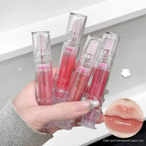 Jelly Plump Lip Oil Gloss Hydrating Tinted Lip Serum with Crystal Applicator SparkelsSparkels