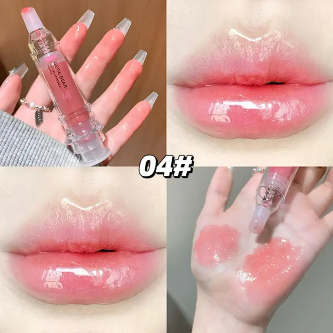Jelly Plump Lip Oil Gloss Hydrating Tinted Lip Serum with Crystal Applicator SparkelsSparkels