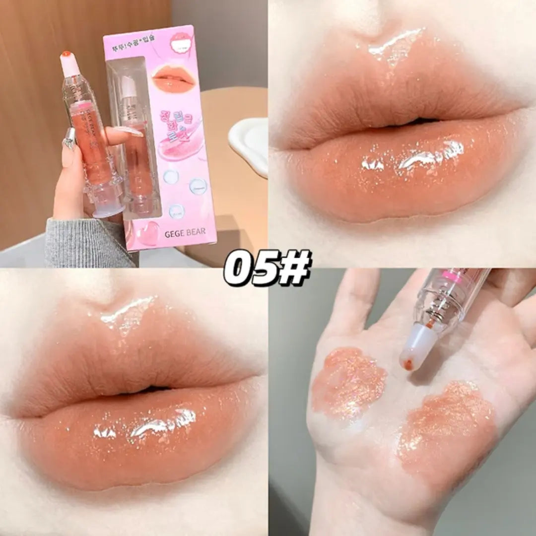 Jelly Plump Lip Oil Gloss Hydrating Tinted Lip Serum with Crystal Applicator SparkelsSparkels