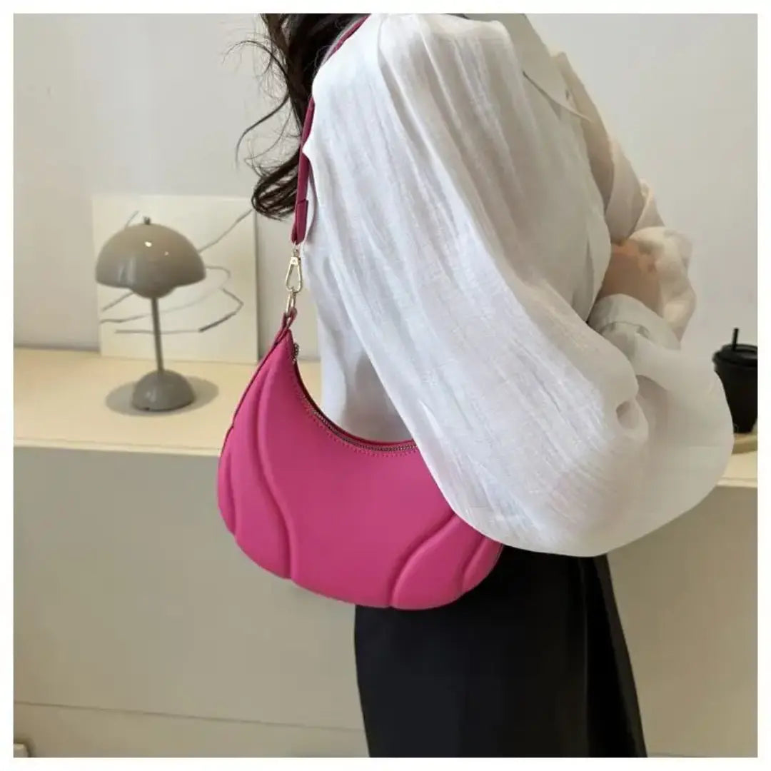 Trendy Crescent Shoulder Bag for Women Soft PU Leather Half Moon Crossbody Purse Everyday Casual & Fashion Handbag SparkelsSparkels