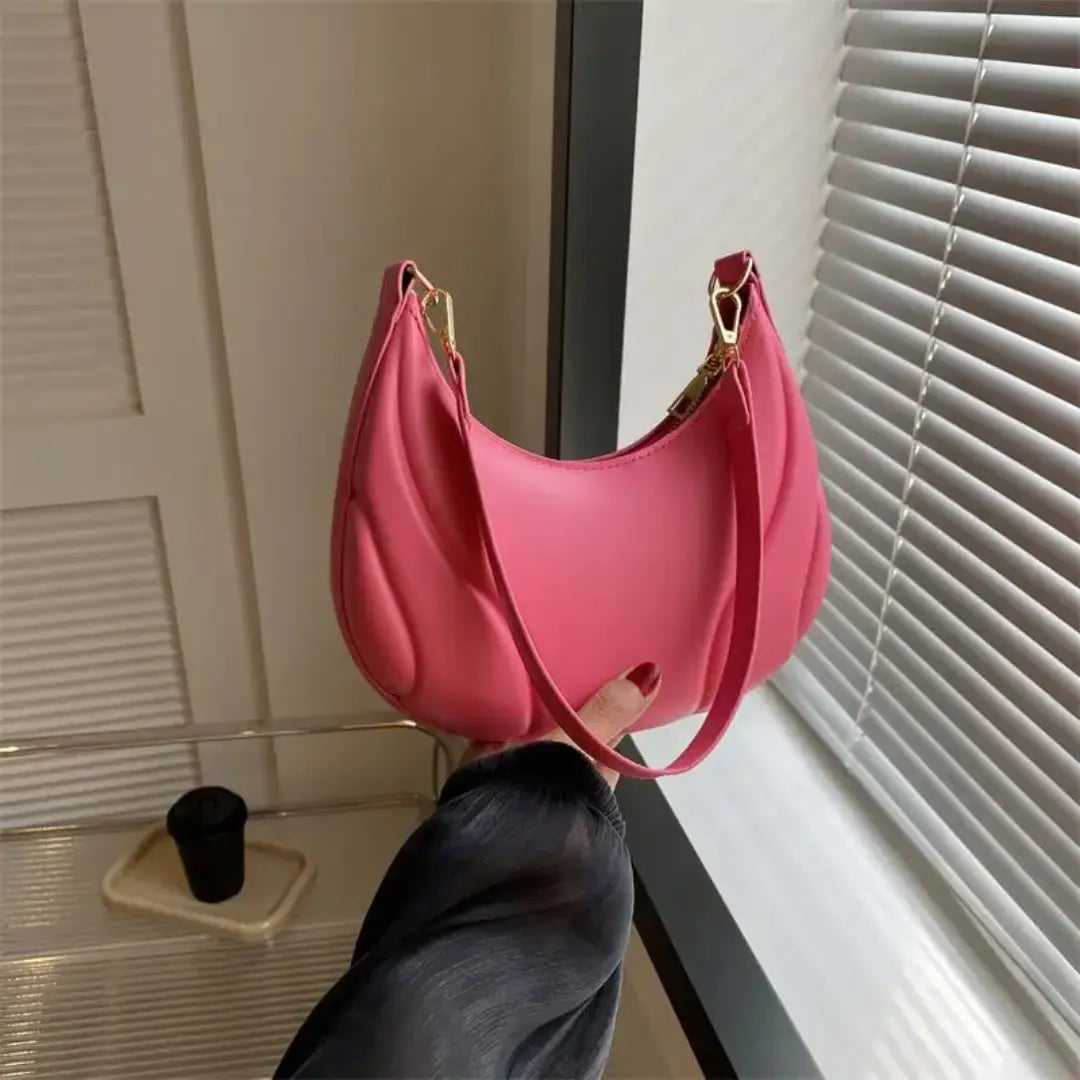 Trendy Crescent Shoulder Bag for Women Soft PU Leather Half Moon Crossbody Purse Everyday Casual & Fashion Handbag SparkelsSparkels