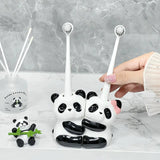 Cute Panda Couple Toothbrush Holder Ceramic Bathroom Counter Organizer for Kids & Family SparkelsSparkels