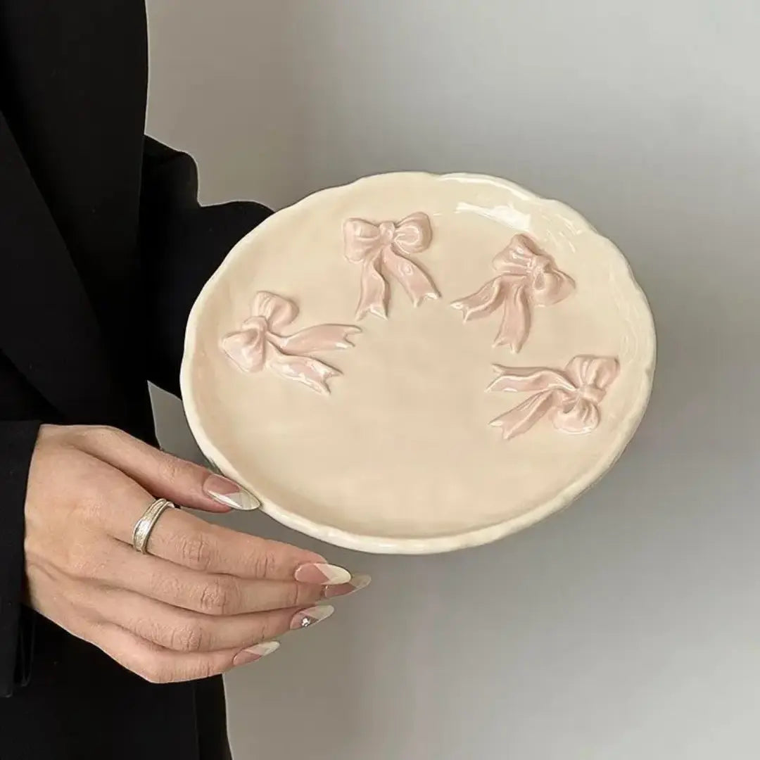 Handmade Ribbon Ceramic Coffee Cup & Saucer Set Luxury Artistic Tea Cup, Aesthetic Gift SparkelsSparkels