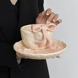Handmade Ribbon Ceramic Coffee Cup & Saucer Set Luxury Artistic Tea Cup, Aesthetic Gift SparkelsSparkels