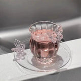 Crystal Butterfly Glass Cup & Saucer Set SparkelsSparkels