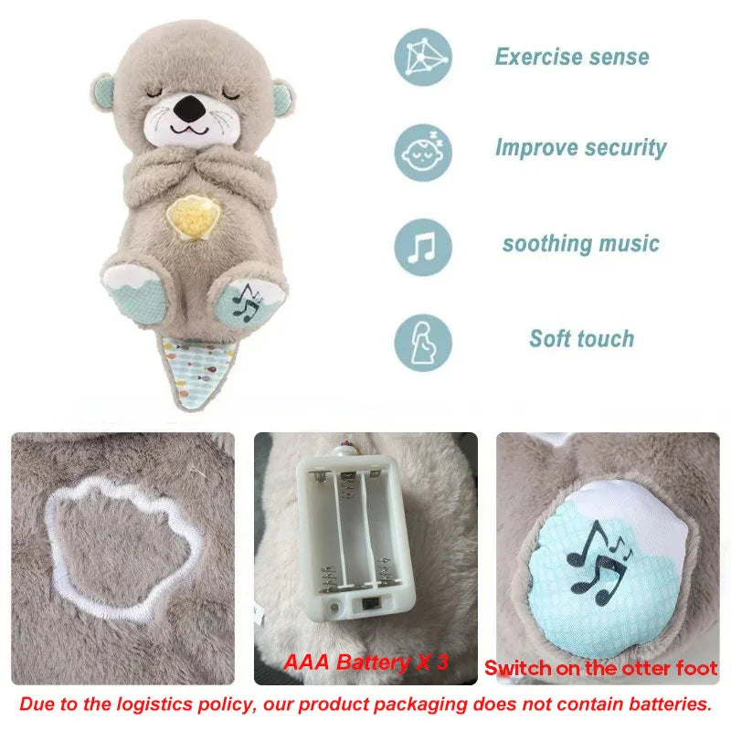 Breathing Otter Sleep and Playmate Otter Musical Stuffed Baby Plush Toy with Light Sound