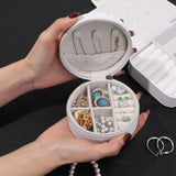 Portable Round Jewelry Box PU Zipper Storage Case for Rings, Earrings & Necklaces