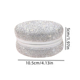 Portable Round Jewelry Box PU Zipper Storage Case for Rings, Earrings & Necklaces