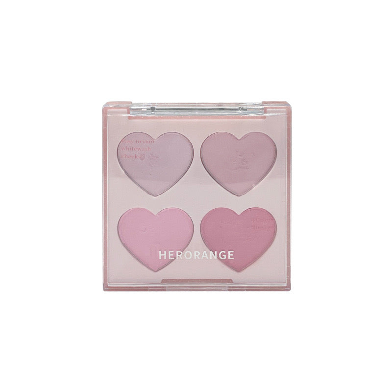 Heart-Shaped 4-Color Matte Blusher Palette Long Lasting Private Label Blush Compact