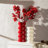 Nordic Style Purple Ceramic Long Neck Vase Threaded Fine Flower Vase for Living Room Decoration