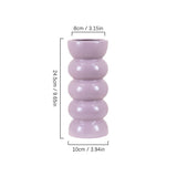 Nordic Style Purple Ceramic Long Neck Vase Threaded Fine Flower Vase for Living Room Decoration