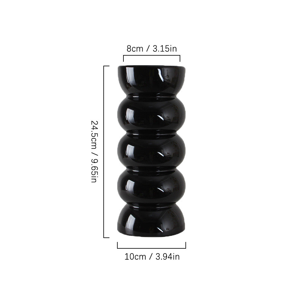 Nordic Style Purple Ceramic Long Neck Vase Threaded Fine Flower Vase for Living Room Decoration