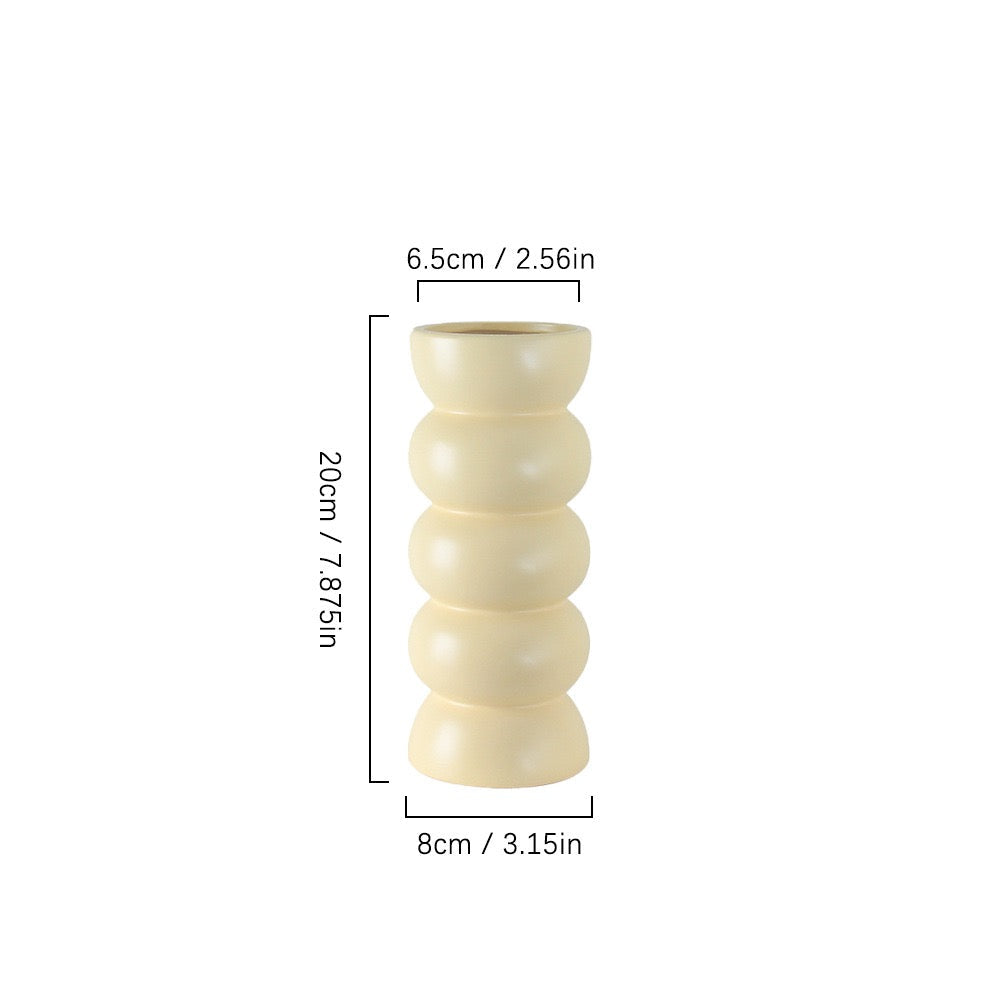 Nordic Style Purple Ceramic Long Neck Vase Threaded Fine Flower Vase for Living Room Decoration