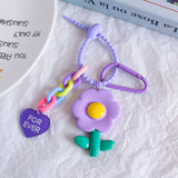 Candy Color Sunflower Keychain Cute Plastic Bag Pendant & Car Key Ring Accessory