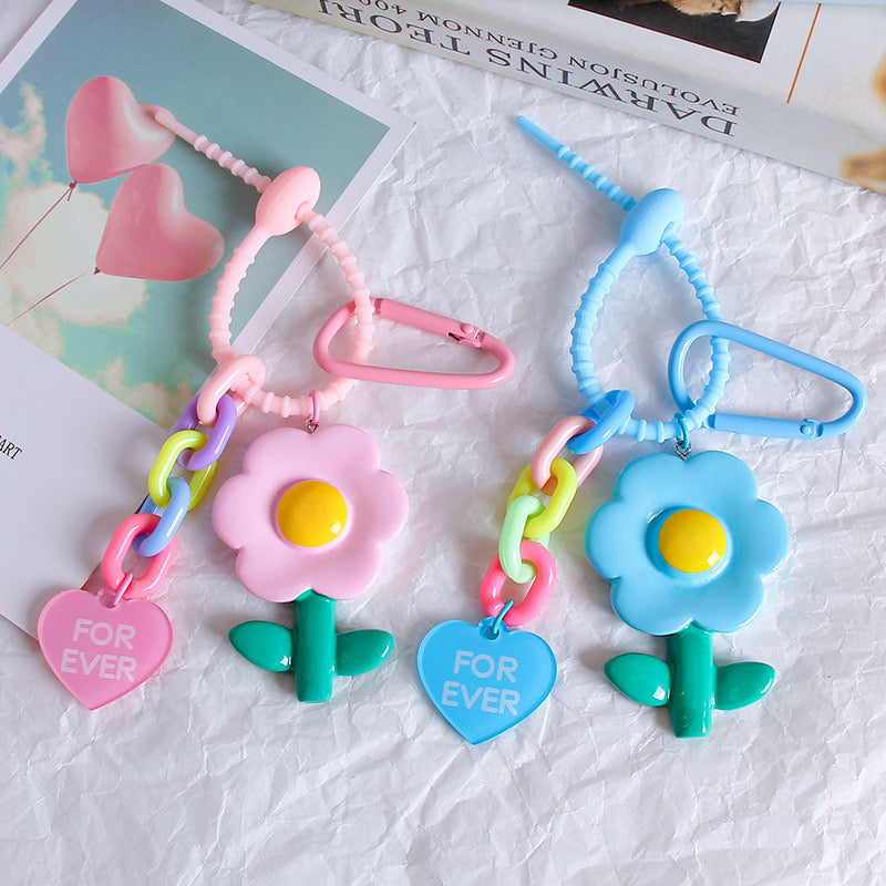 Candy Color Sunflower Keychain Cute Plastic Bag Pendant & Car Key Ring Accessory