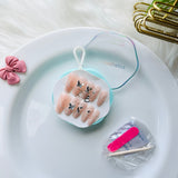 Glossy Ombre French Tip Press On Nails Rhinestone Acrylic Stick On Nails for Women & Girls