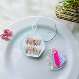 Glossy Ombre French Tip Press On Nails Rhinestone Acrylic Stick On Nails for Women & Girls