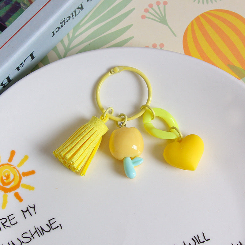 Fashion Tulip Flower Keychain Cute Charm Pendant for Bags, Headphone Cases & Car Accessories