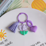 Fashion Tulip Flower Keychain Cute Charm Pendant for Bags, Headphone Cases & Car Accessories