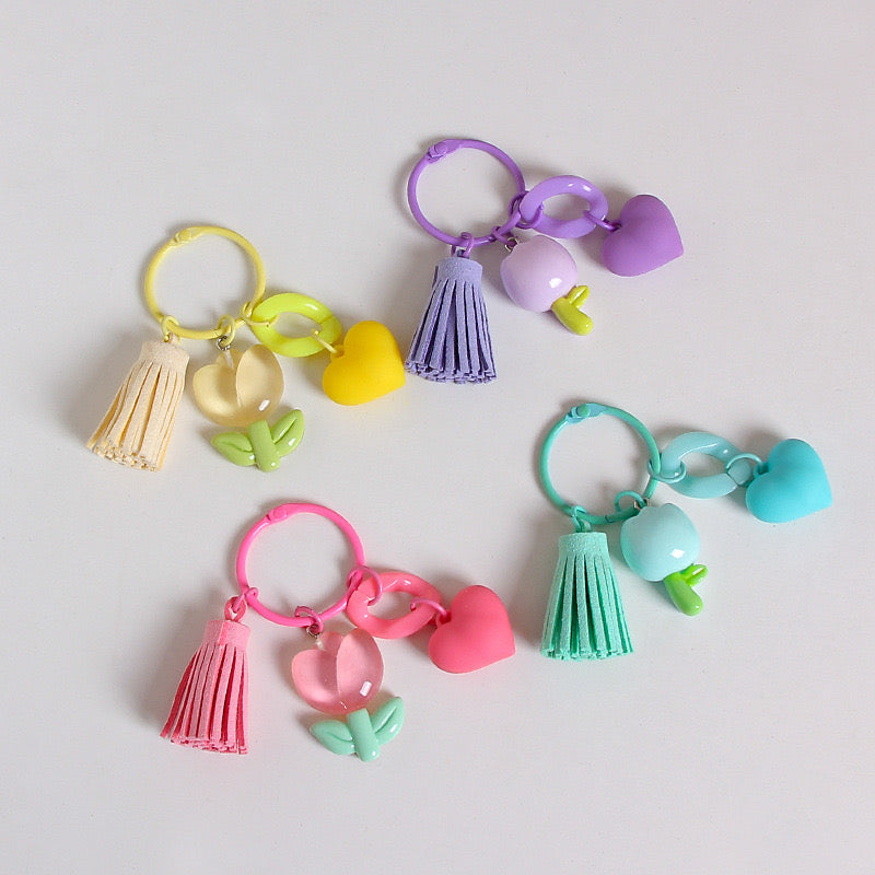 Fashion Tulip Flower Keychain Cute Charm Pendant for Bags, Headphone Cases & Car Accessories