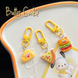 Cute Breakfast Food Keychain Toast, Banana & Plate Pendant Key Ring Lanyard Charm